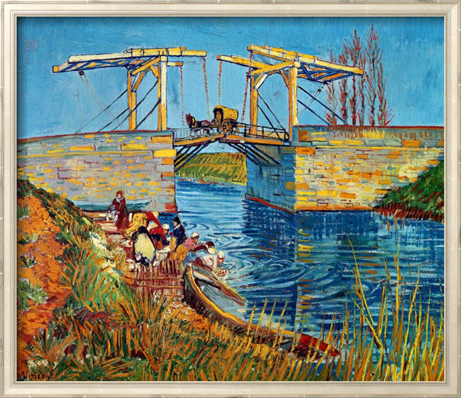 The Drawbridge at Arles with a Group of Washerwomen - Vincent Van Gogh Paintings